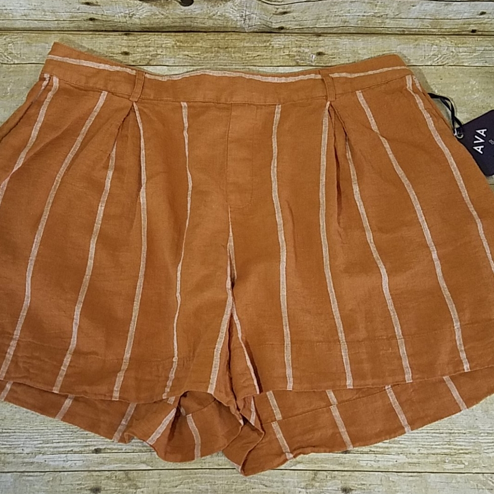 Womens Plus Size Orange Stripped Shorts